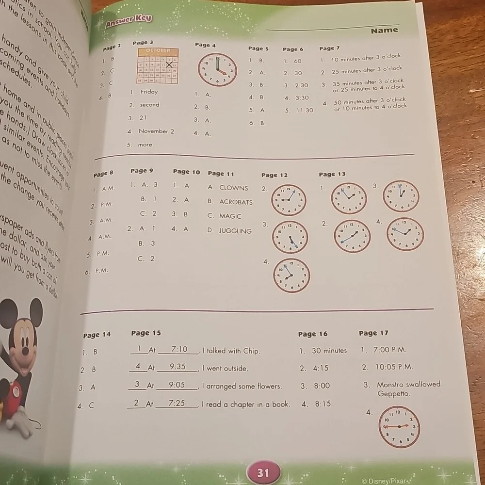 Disney Learning Time & Money Activity Book. Nwots, never used